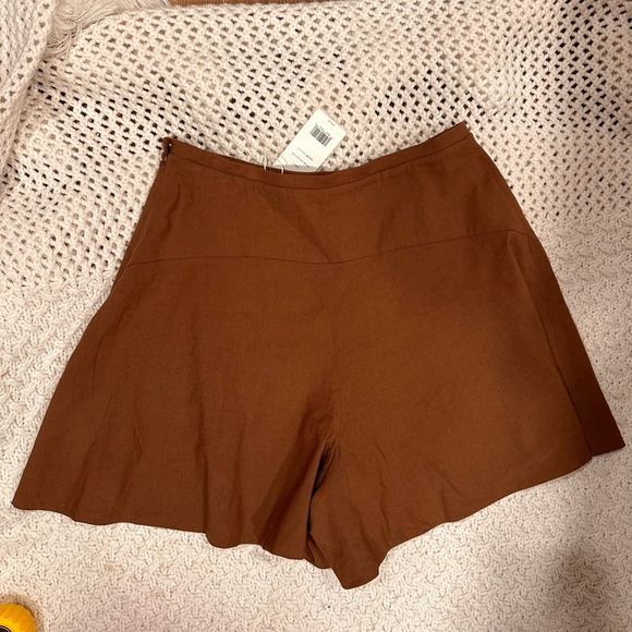 NWT WOMENS VINCE Pecan $195 Brown Swing Linen Blend Shorts *Size 6 - Picture 8 of 12